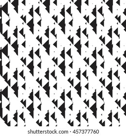Vector seamless pattern. Modern stylish texture. Repeating abstract background. Chaotic triangles.Black and white