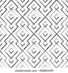 Vector seamless pattern. Modern stylish texture. Repeating abstract background. Linear grid with filled rhombuses.