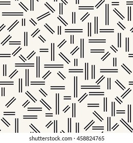 Vector seamless pattern. Modern stylish texture. Repeating abstract background. Chaotic rectangular double strokes. Trendy hipster print.