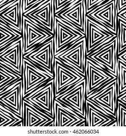 Vector seamless pattern. Modern stylish texture. Repeating geometric tiles from striped triangles.Black and white