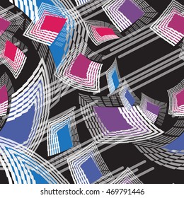 Vector seamless pattern. Modern stylish texture. Repeating geometric tiles with square colorful elements