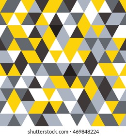 Vector Seamless Pattern. Modern Stylish Texture. Repeating Geometric Background. Black, Grey And Yellow Colors