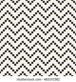 Vector seamless pattern. Modern stylish texture. Repeating geometric tiles with zigzag from squares. Dotted monochrome ornament.