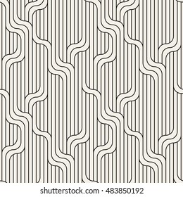 Vector seamless pattern. Modern stylish texture. Geometric striped ornament. Monochrome linear braids.