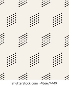 Vector seamless pattern. Modern stylish texture. Repeating geometric tiles with dotted rhombuses. Regular hipster background. Small circles form simple minimalistic ornament.