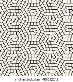 Vector seamless pattern. Modern stylish texture of creative paving. Repeating geometric background with hexagonal scroll. Twisted geometric shapes. 