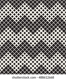 Vector seamless pattern. Modern stylish texture. Repeating geometric tiles with zigzag from squares. Dotted monochrome ornament.