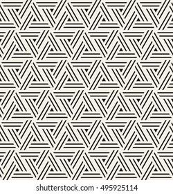 Vector seamless pattern. Modern stylish texture. Repeating geometric tiles with striped triangles. Hipster monochrome print. Trendy graphic design.