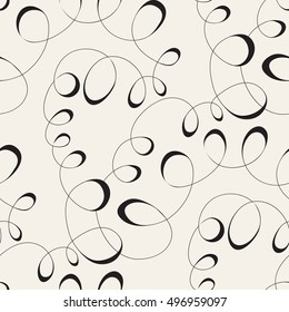 Vector seamless pattern. Modern stylish texture. Repeating abstract background with tangled line. Monochrome repeating serpentine