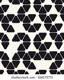 Vector seamless pattern. Modern stylish texture. Repeating abstract background with rounded triangles. Stylish minimalistic black grid.