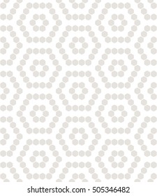 Vector seamless pattern. Modern stylish texture. Repeating geometric tiles with filled dots. Regular hipster background. Small circles form hexagonal minimalistic ornament.