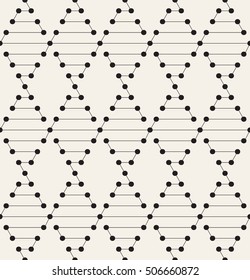 Vector seamless pattern. Modern stylish texture. Repeating geometric tiles with dotted rhombuses. Monochrome graphic design