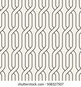 Vector seamless pattern. Modern stylish texture. Geometric striped ornament. Monochrome linear braids. Intricate weave lines.