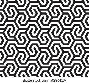 Vector seamless pattern. Modern stylish texture. Repeating geometric pattern of hexagons tiles with displacement.