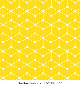 Vector seamless pattern. Modern stylish texture. Repeating geometric background with linear hexagons. Variously sized circles in nodes