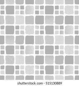 Vector seamless pattern. Modern stylish texture. Abstract white background with grey square tiles