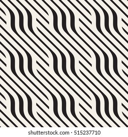 Vector seamless pattern. Modern stylish texture. Geometric striped ornament. Monochrome diagonal waves.