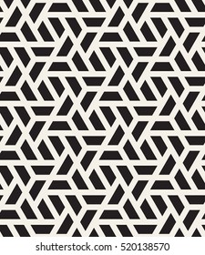 Vector seamless pattern. Modern stylish texture. Repeating geometric tiles with halves of hexagons. Contemporary graphic design. Trendy hipster monochrome print.