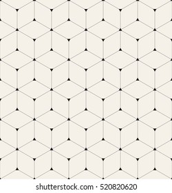 Vector seamless pattern. Modern stylish texture. Repeating geometric background with linear rhombuses and filled triangles in nodes. Trendy hipster sacred geometry.