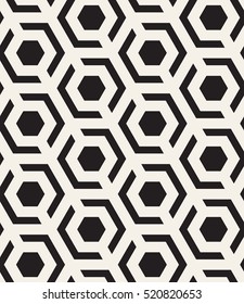 Vector seamless pattern. Modern stylish texture. Repeating geometric tiles with halves of hexagons. Contemporary graphic design. Trendy hipster monochrome print.