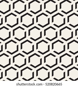 Vector seamless pattern. Modern stylish texture. Repeating geometric tiles with halves of hexagons. Contemporary graphic design. Trendy hipster monochrome print.