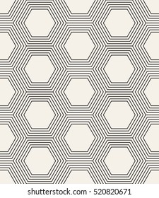 Vector seamless pattern. Modern stylish texture with monochrome trellis. Repeating geometric hexagonal grid. Simple graphic design. Trendy hipster sacred geometry.
