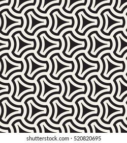 Vector seamless pattern. Modern stylish texture. Striped geometric tiles with triple elements.