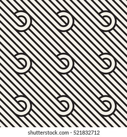 Vector seamless pattern. Modern stylish texture. Geometric striped ornament. Monochrome linear braids.