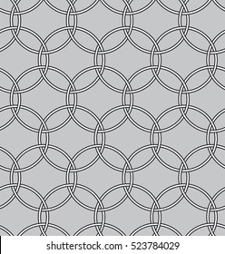 Vector seamless pattern. Modern stylish texture. Endless abstract background. Crossed thin circles. Monochrome graphic design.