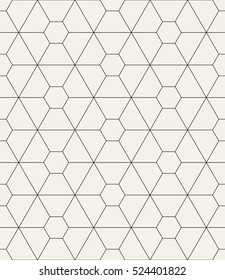 Vector seamless pattern. Modern stylish texture. Monochrome linear trellis. Repeating geometric hexagonal grid. Simple graphic design. Trendy hipster sacred geometry.
