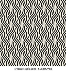 Vector seamless pattern. Modern stylish texture. Geometric striped ornament. Monochrome linear waves