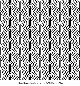 Vector seamless pattern. Modern stylish texture with monochrome line. Repeating geometric triangular grid. Simple graphic design 