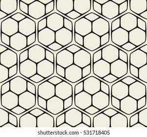 Vector seamless pattern. Modern stylish texture. Repeating geometric tiles with hexagonal mosaic ornament