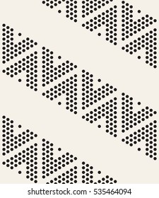 Vector seamless pattern. Modern stylish texture. Repeating geometric tiles with dotted triangles. Trendy hipster background. Small circles form striped minimalistic ornament.