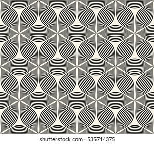 Vector seamless pattern. Modern stylish texture. Abstract linear petal flowers.
