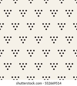 Vector seamless pattern. Modern stylish texture. Repeating geometric tiles with dotted triangles. Trendy hipster background. Small circles form triangular minimalistic ornament.