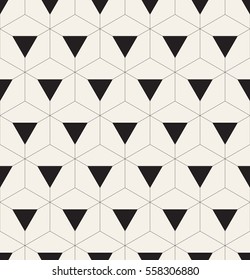 Vector seamless pattern. Modern stylish texture with monochrome trellis. Repeating geometric triangular grid. Simple graphic design.