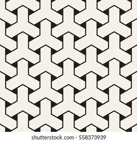 Vector seamless pattern. Modern stylish texture. Striped geometric tiles with triple weaving elements.