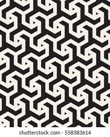 Vector seamless pattern. Modern stylish texture. Striped geometric tiles with triple weaving elements.