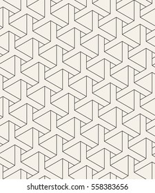 Vector seamless pattern. Modern stylish texture. Striped geometric tiles with triple weaving elements.