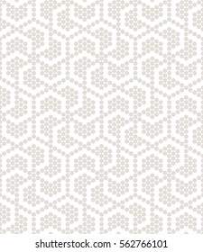 Vector seamless pattern. Modern stylish texture. Repeating geometric tiles with dotted hexagons. Regular hipster background. Small circles form hexagonal minimalistic ornament.