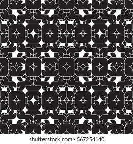Vector seamless pattern. Modern stylish texture. Repeating geometric tracery. Contemporary graphic design. Black and White Background.