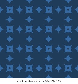Vector seamless pattern. Modern stylish texture. Repeating geometric tracery. Contemporary graphic design. Blue color Background.