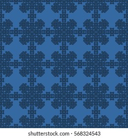 Vector seamless pattern. Modern stylish texture. Repeating geometric tracery. Contemporary graphic design. Blue color Background.