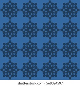 Vector seamless pattern. Modern stylish texture. Repeating geometric tracery. Contemporary graphic design. Blue color Background.