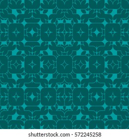 Vector seamless pattern. Modern stylish texture. Repeating geometric tracery. Contemporary graphic design. Cyan color Background.