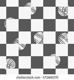 Vector seamless pattern. Modern stylish texture. Repeating geometric tiles with a grid of circles and squares.