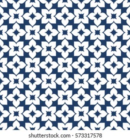 Vector seamless pattern. Modern stylish texture. Repeating geometric tracery. Contemporary graphic design. Blue color Background.