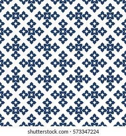 Vector seamless pattern. Modern stylish texture. Repeating geometric tracery. Contemporary graphic design. Blue color Background.