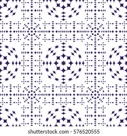 Vector seamless pattern. Modern stylish texture. Repeating geometric tracery. Contemporary graphic design. Indigo color Background.